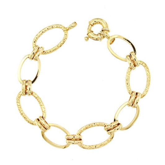 18K Yellow Gold Hollow Link Bracelet — 19 cm