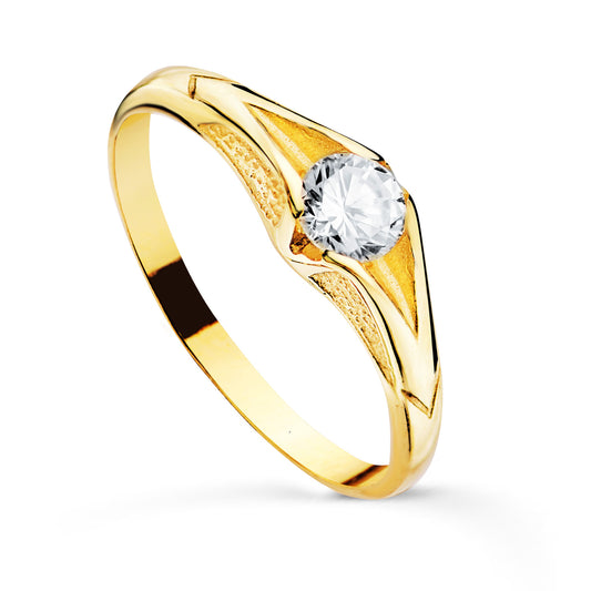18K Yellow Gold Cubic Zirconia Ring