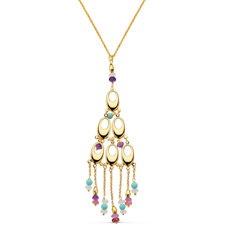 18K Yellow Gold Stone Necklace — 42 cm