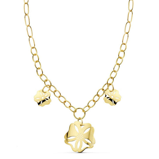 18K Yellow Gold Floral Chain Necklace — 42 cm
