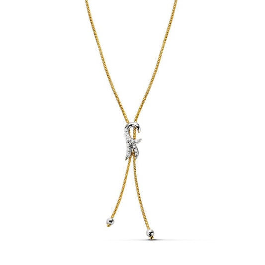 18K Two-Tone Gold Fleur-de-Lis Necklace — 45 cm