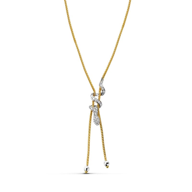 18K Two-Tone Gold Snake Motif Necklace — 45 cm