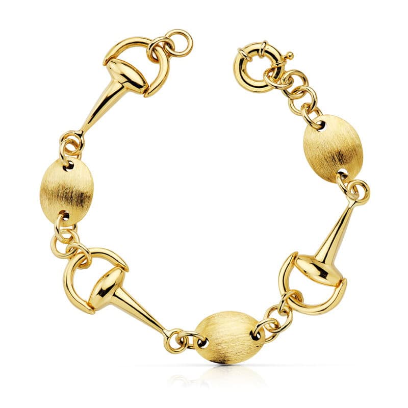18K Yellow Gold Stirrup Link Bracelet — 19.5 cm, 14 mm