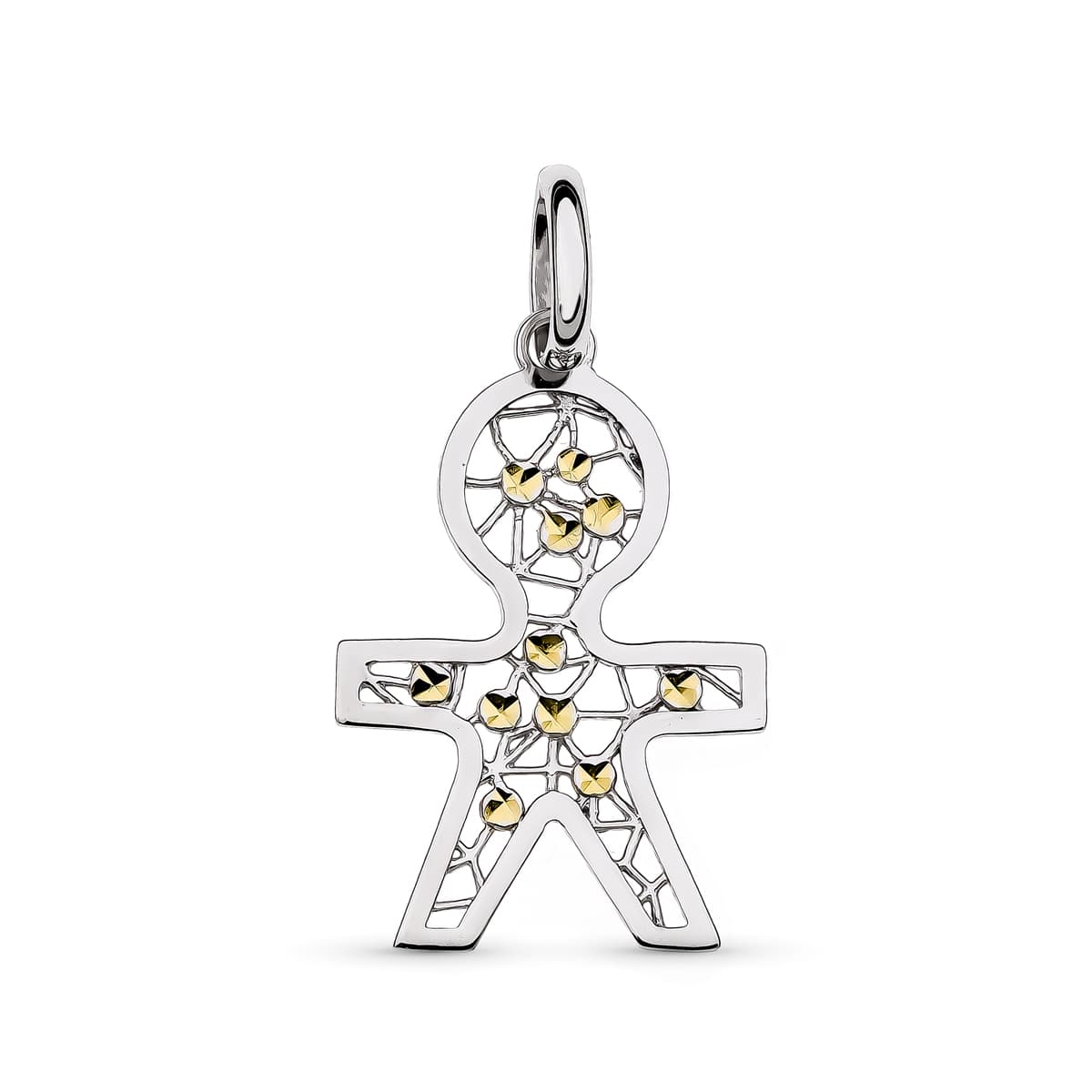 18K Two-Tone Gold Boy Silhouette Pendant — 29 × 19 mm