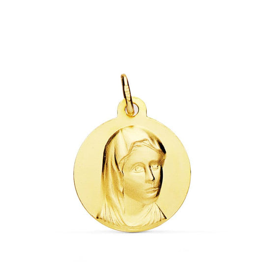 18K Yellow Gold French Mary Medallion — 16 mm
