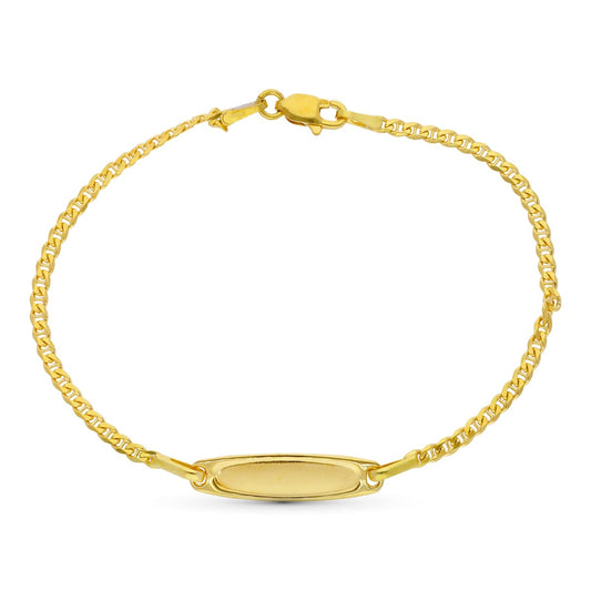 18K Yellow Gold Anchor Link ID Bracelet — 17 cm