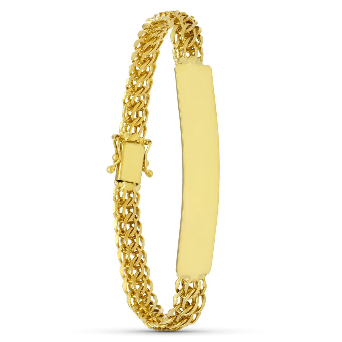 18K Yellow Gold Caraqueña ID Bracelet — 19 cm, 7 mm