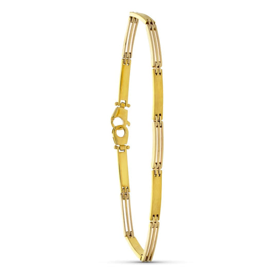 18K Two-Tone Gold Matte Bar Bracelet — 19 cm, 5 mm