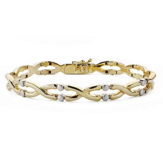 18K Two-Tone Gold Bracelet — 19 cm, 7 mm