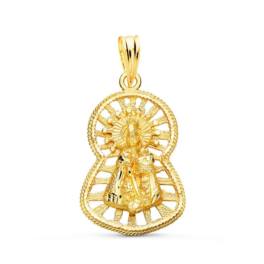 18K Yellow Gold Our Lady of the Forsaken Medallion — 22 × 15 mm