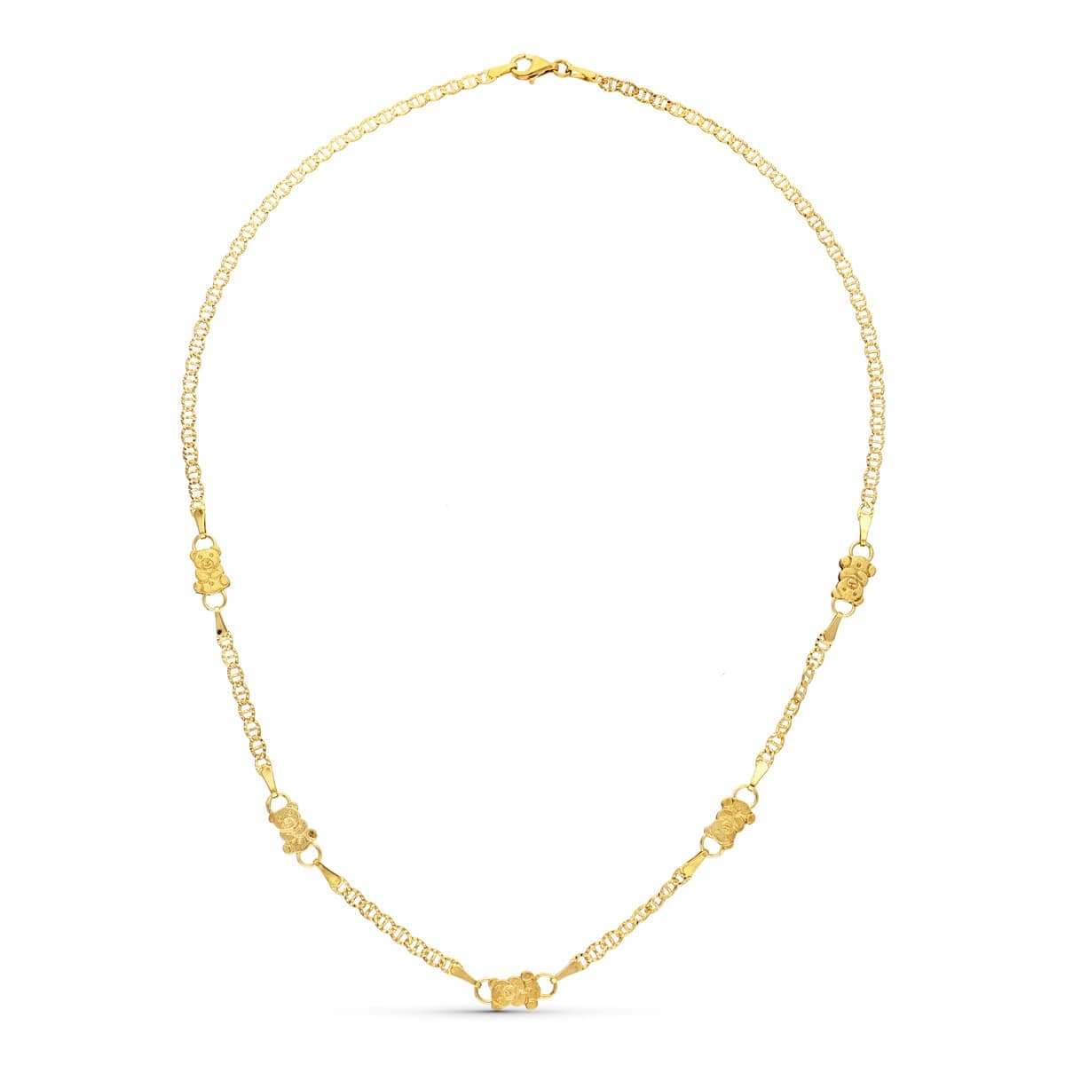 18K Yellow Gold Bear Motif Necklace — 45 cm, 6 mm