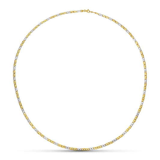 18K Two-Tone Gold Solid Link Chain — 45 cm