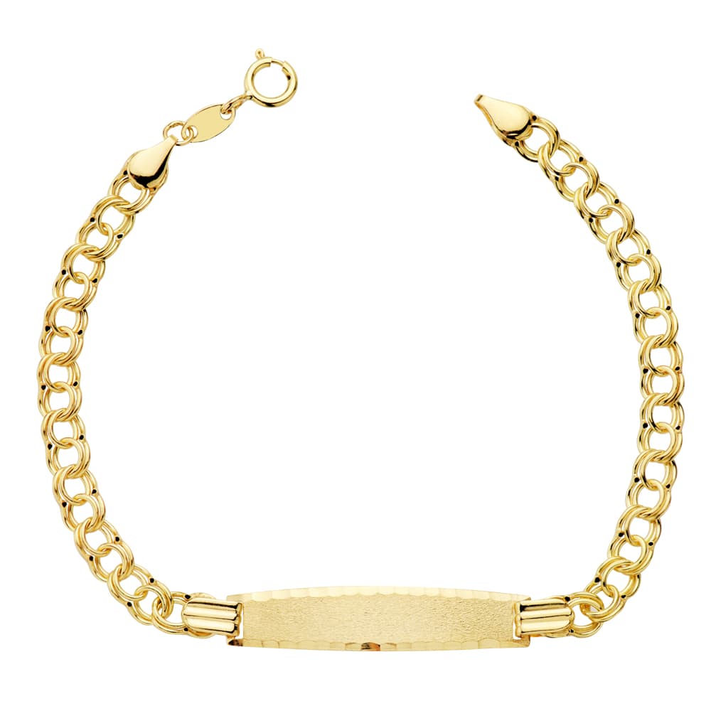 18K Yellow Gold Hollow Hungarian Link ID Bracelet — 17 cm