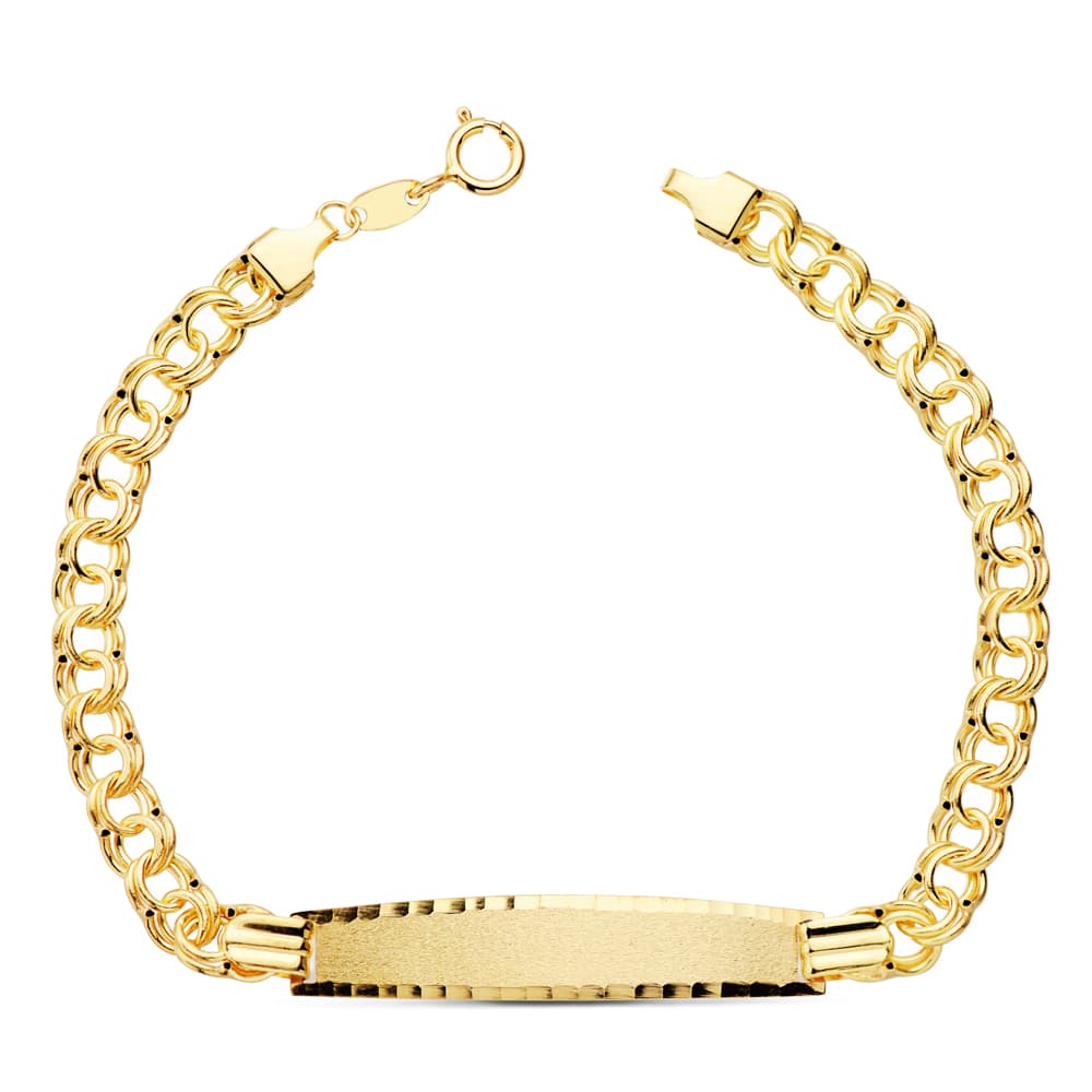 18K Yellow Gold Hungarian Link ID Bracelet — 18.5 cm