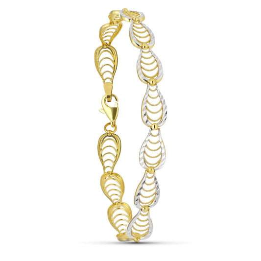 18K Two-Tone Gold Openwork Bracelet — 19 cm, 8 mm