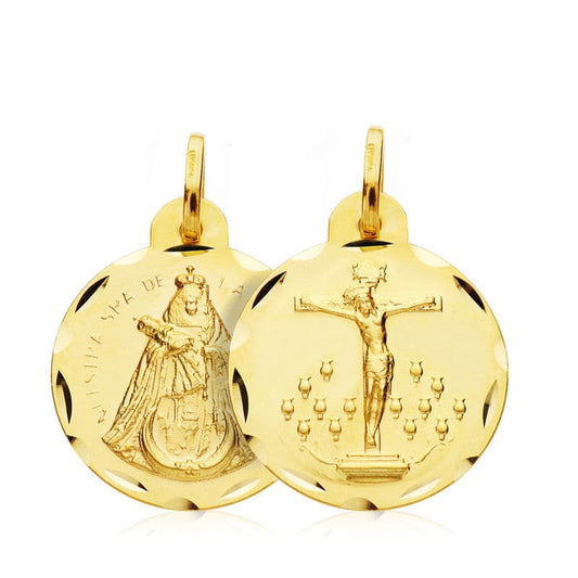 18K Yellow Gold Christ of La Laguna & Virgin of Candelaria Scapular — 20 mm