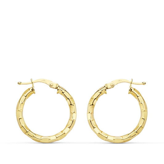 18K Yellow Gold Hollow Square Hoop Earrings — 20 × 2 mm