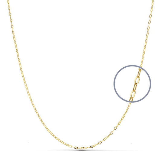 18K Yellow Gold Textured Oval Link Chain — 50 cm, 1 mm