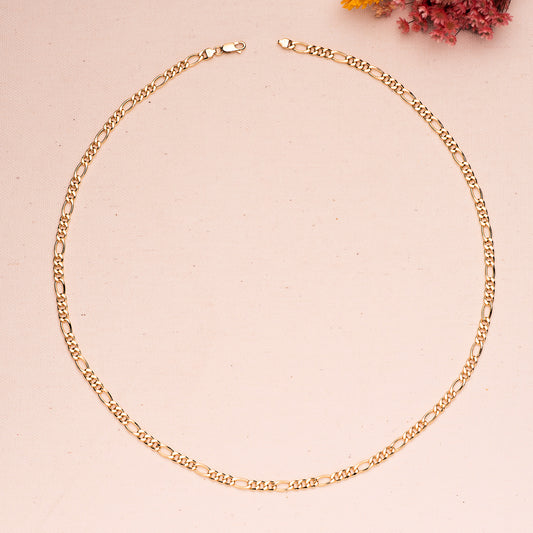 18K Yellow Gold Hollow 3+1 Link Chain — 60 cm, 4.5 mm