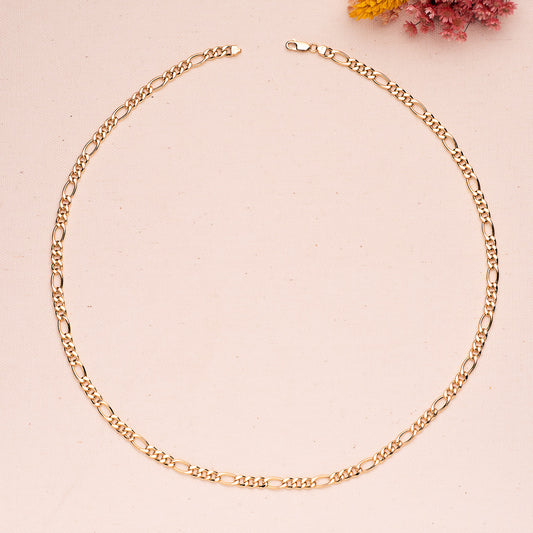 18K Yellow Gold Hollow 3+1 Link Chain — 60 cm, 5.5 mm