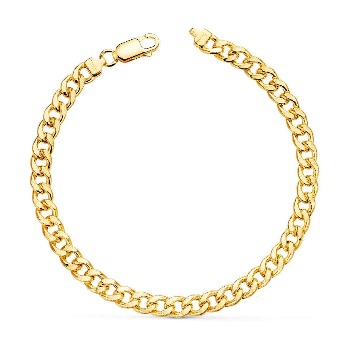 18K Yellow Gold Hollow Curb Bracelet — 19 cm, 5 mm