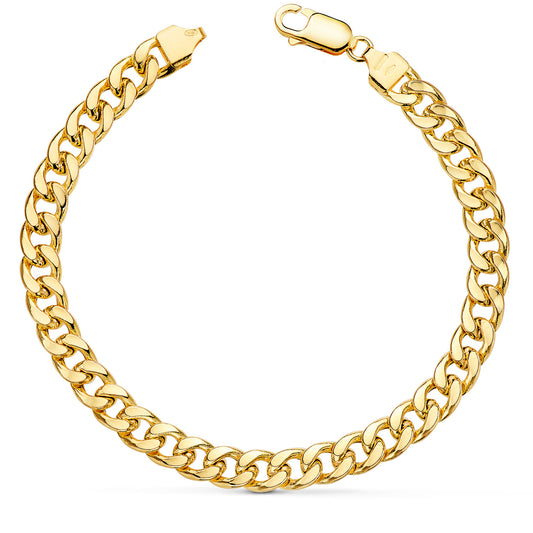 18K Yellow Gold Hollow Curb Bracelet — 21 cm, 6.8 mm