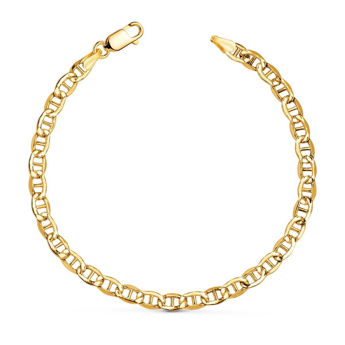 18K Yellow Gold Hollow Anchor Bracelet — 19 cm, 4.2 mm