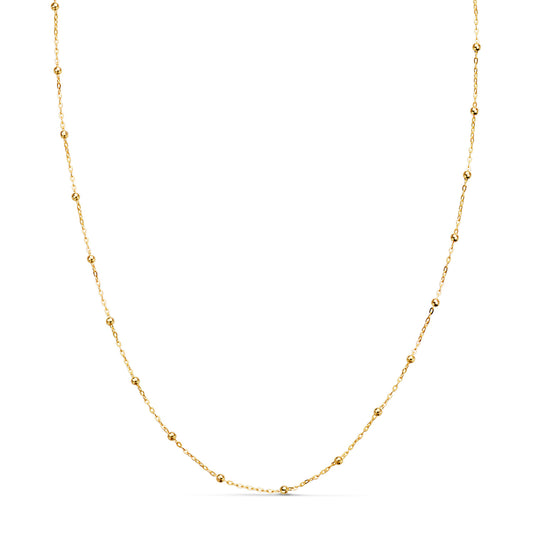 18K Yellow Gold Link & Bead Chain — 40 cm, 0.5 mm