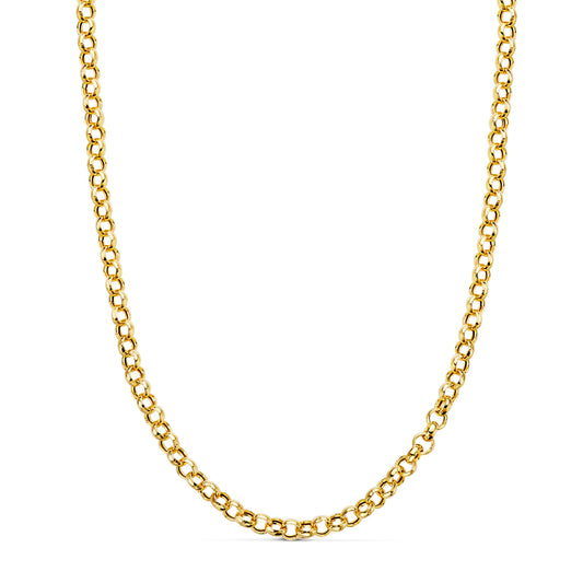18K Yellow Gold Hollow Rolo Chain — 45 cm, 4 mm