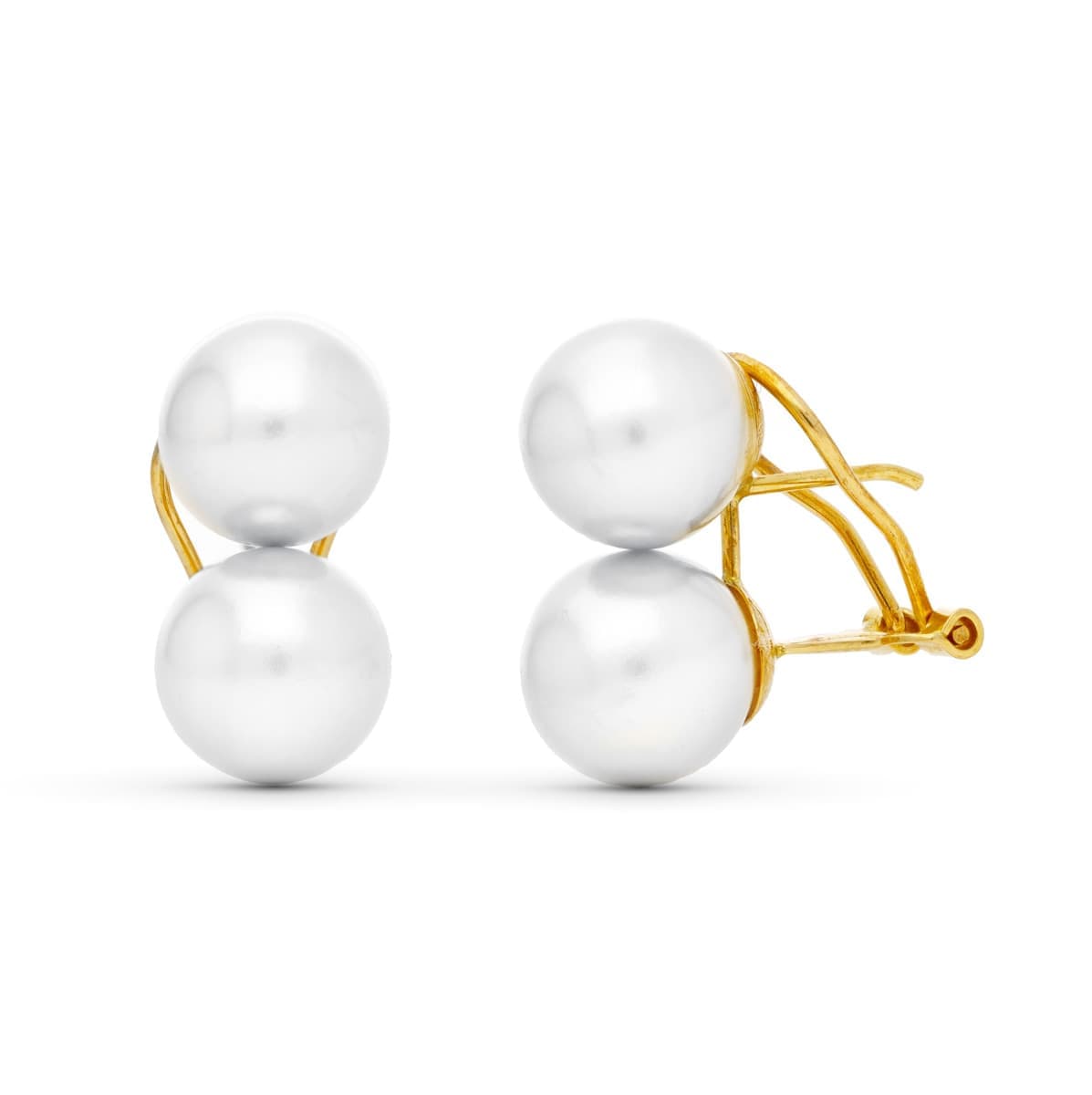 18K Yellow Gold Pearl Earrings