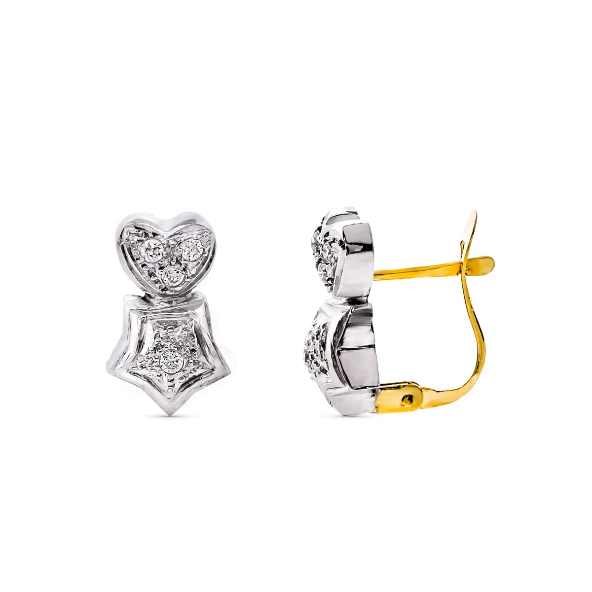 18K Gold Heart Earrings with Cubic Zirconia