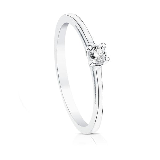 18K White Gold Solitaire Ring with Diamond