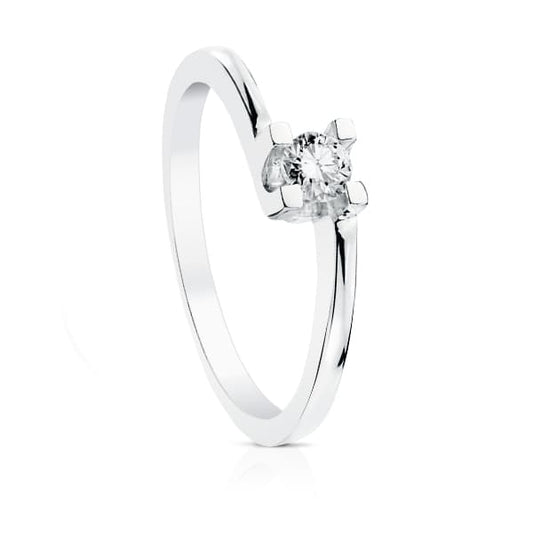 18K White Gold Solitaire Ring with Diamond
