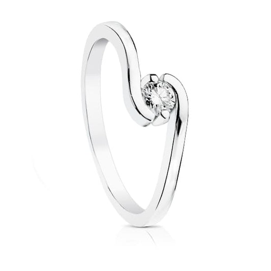 18K White Gold Solitaire Ring with Diamond