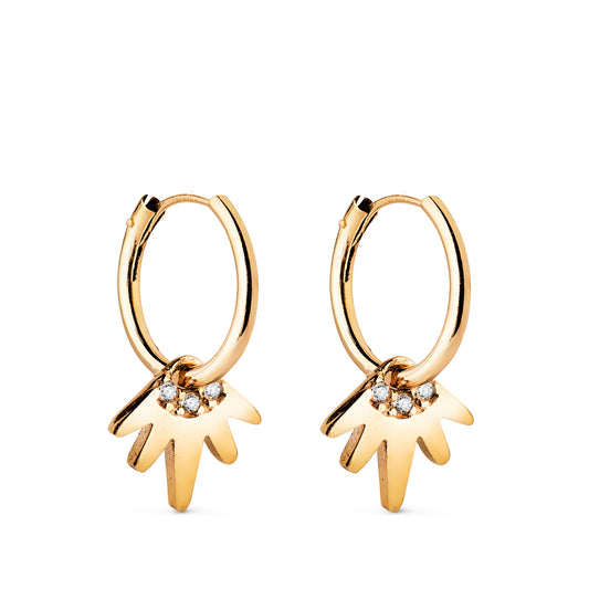 18K Yellow Gold Hoop Earrings with Cubic Zirconia