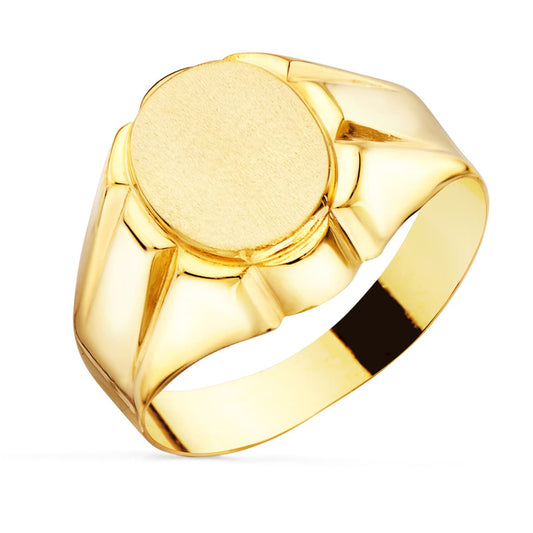 Engravable 18K Yellow Gold Signet Ring