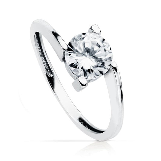 18K White Gold Solitaire Ring