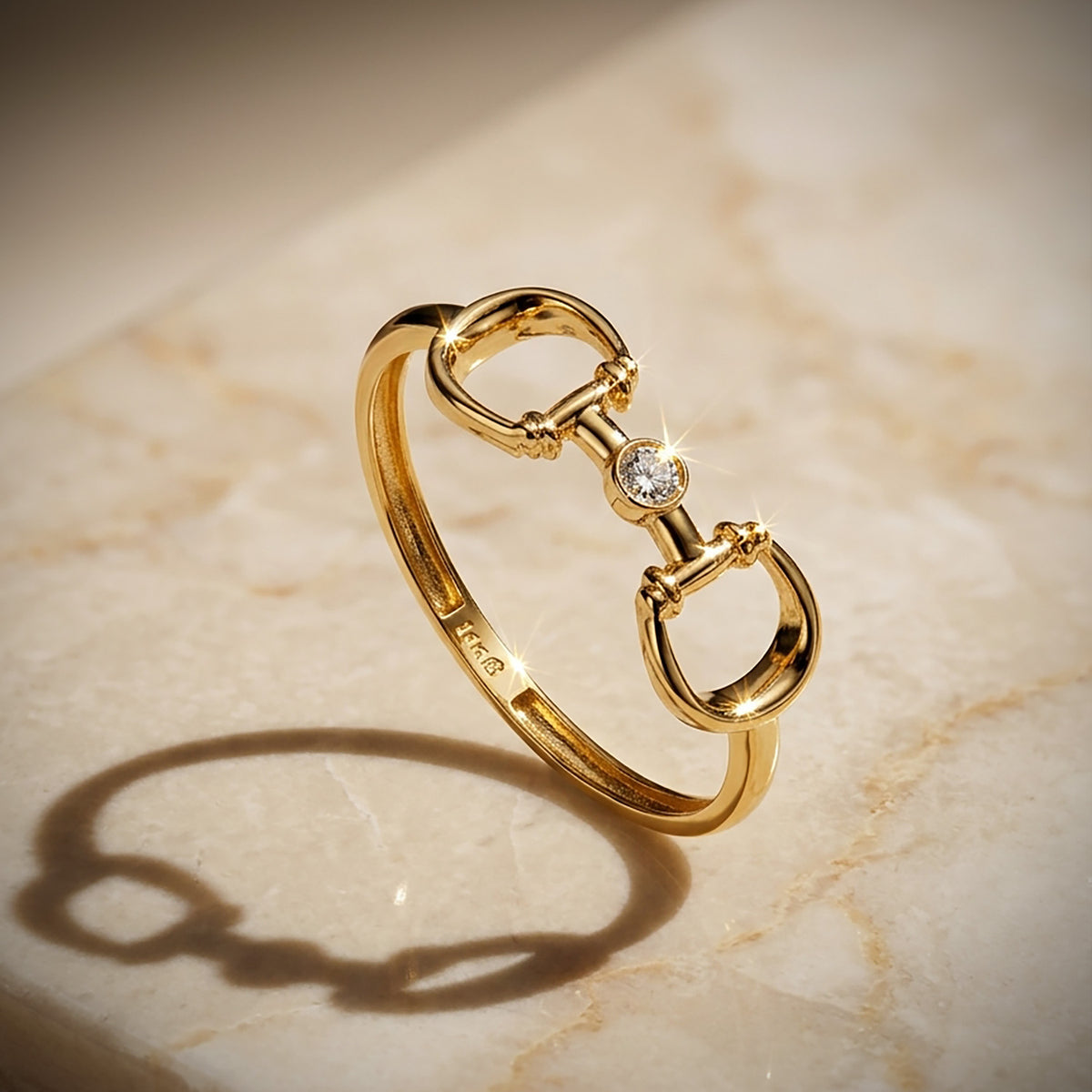 18K Yellow Gold Ring with Cubic Zirconia