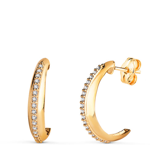 18K Yellow Gold Earrings with Cubic Zirconia