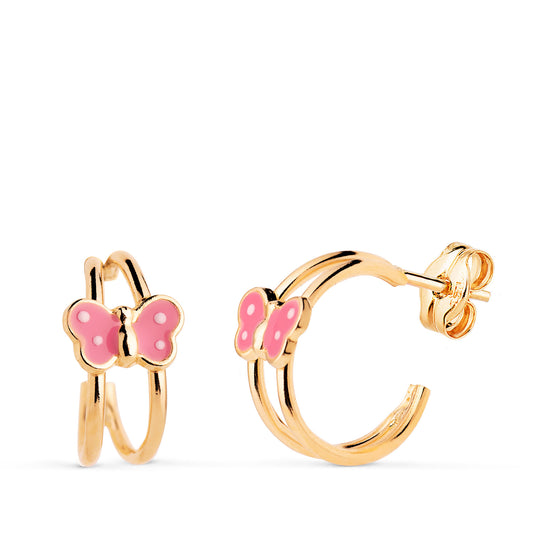18K Yellow Gold Butterfly Hoop Earrings