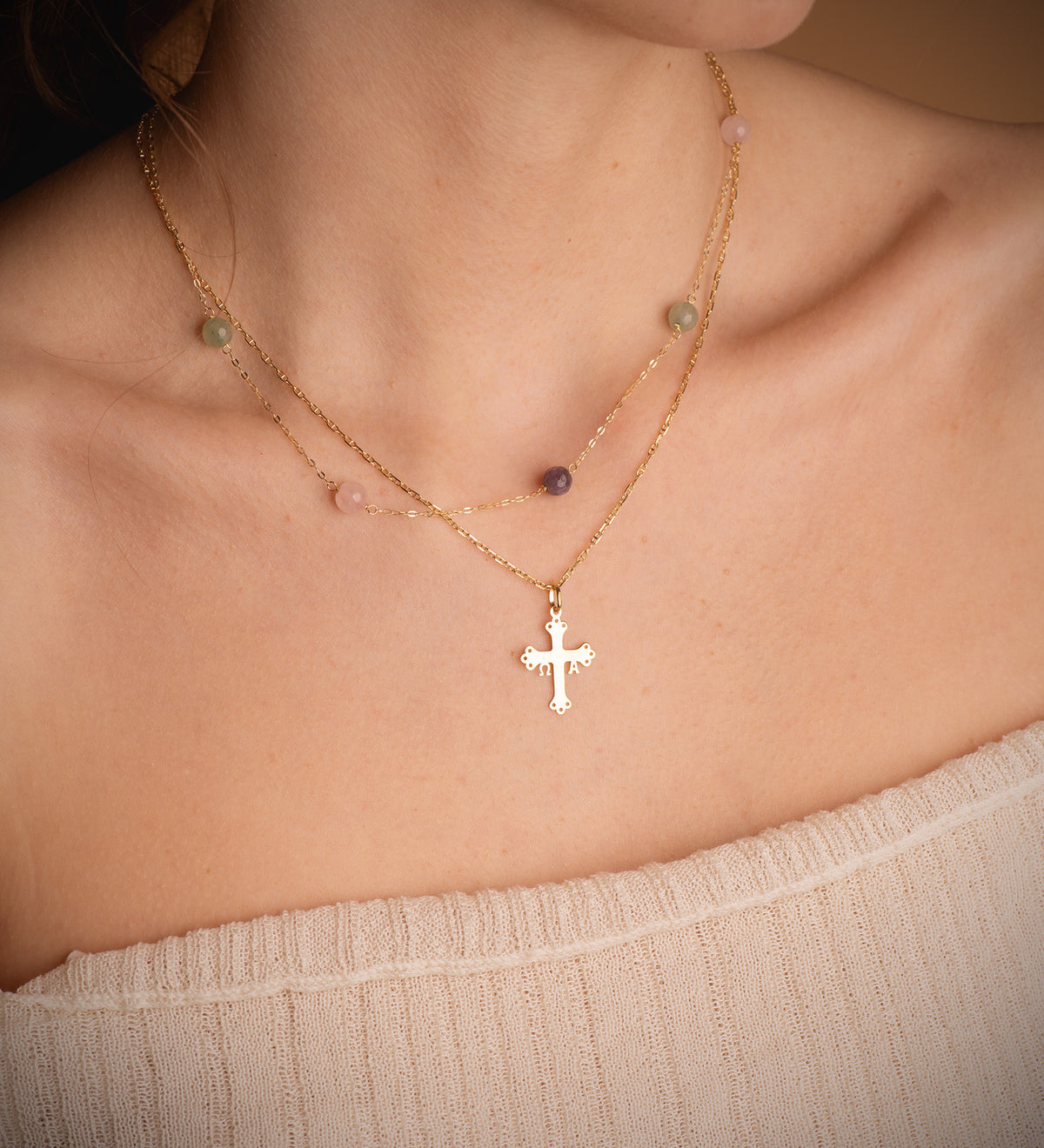 18K Yellow Gold Cross Pendant