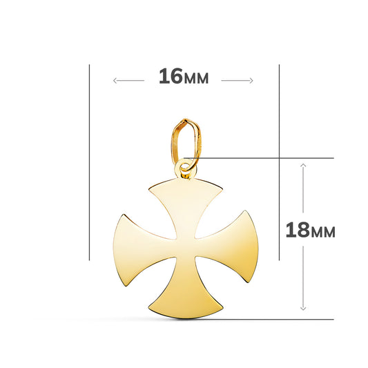 18K Yellow Gold Cross Pendant