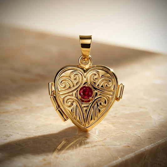 18K Yellow Gold Heart Pendant