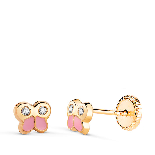 18K Yellow Gold Butterfly Earrings