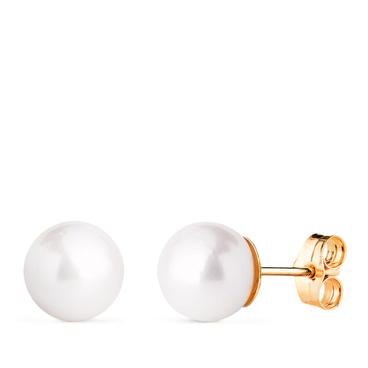18K Yellow Gold Earrings with Pearl