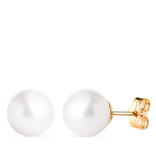 18K Yellow Gold Earrings with Pearl