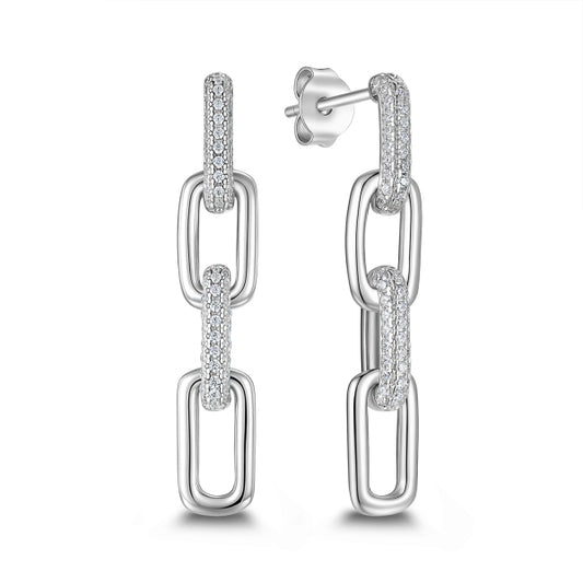 Gold-Plated Silver Drop Earrings with Zirconia