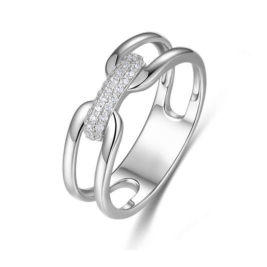 Rhodium-Plated Silver Zirconia Ring