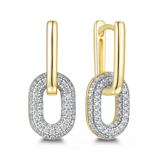 Elegant Drop Hoop Earrings – Gold-Plated Silver