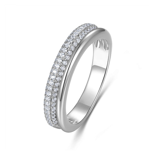 Rhodium-Plated Silver Pavé Zirconia Ring